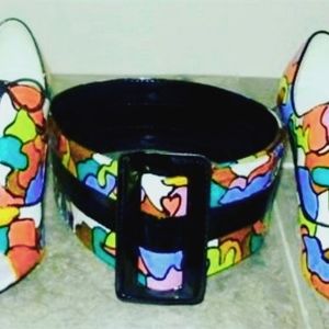 Custom handpainted shoes with belts